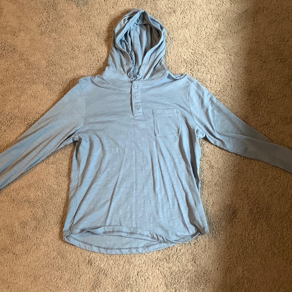 Blue soft hooded teeshirt